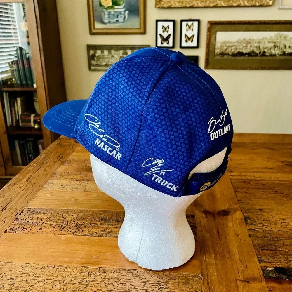 NWOT Napa Racing strap-back adjustable signature cap hat OS blue yellow white